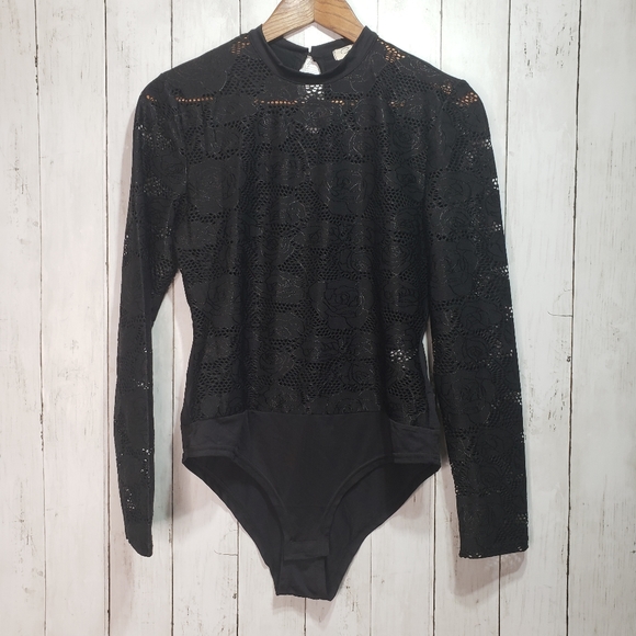Carmin Tops - New! Carmin Sheer Black Lace Bodysuit Size 1X.